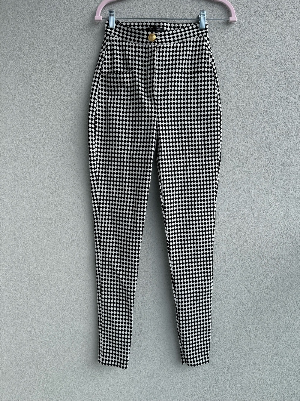 Balmain Black and White Checker Skinny Pants